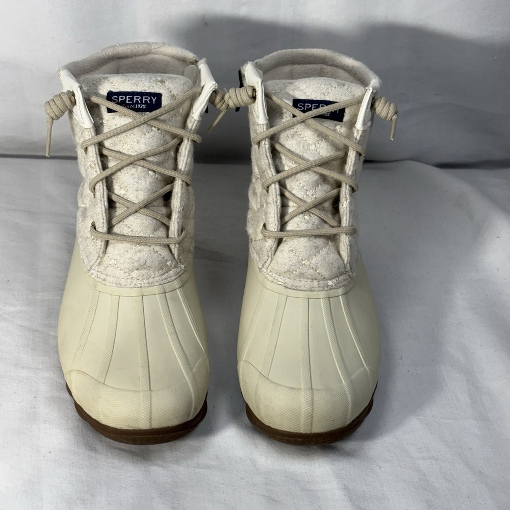 Sperry Women's Syren‎ Gulf Wool Quilt Duck Boots Waterproof Ivory Size 8 M - Picture 6 of 16